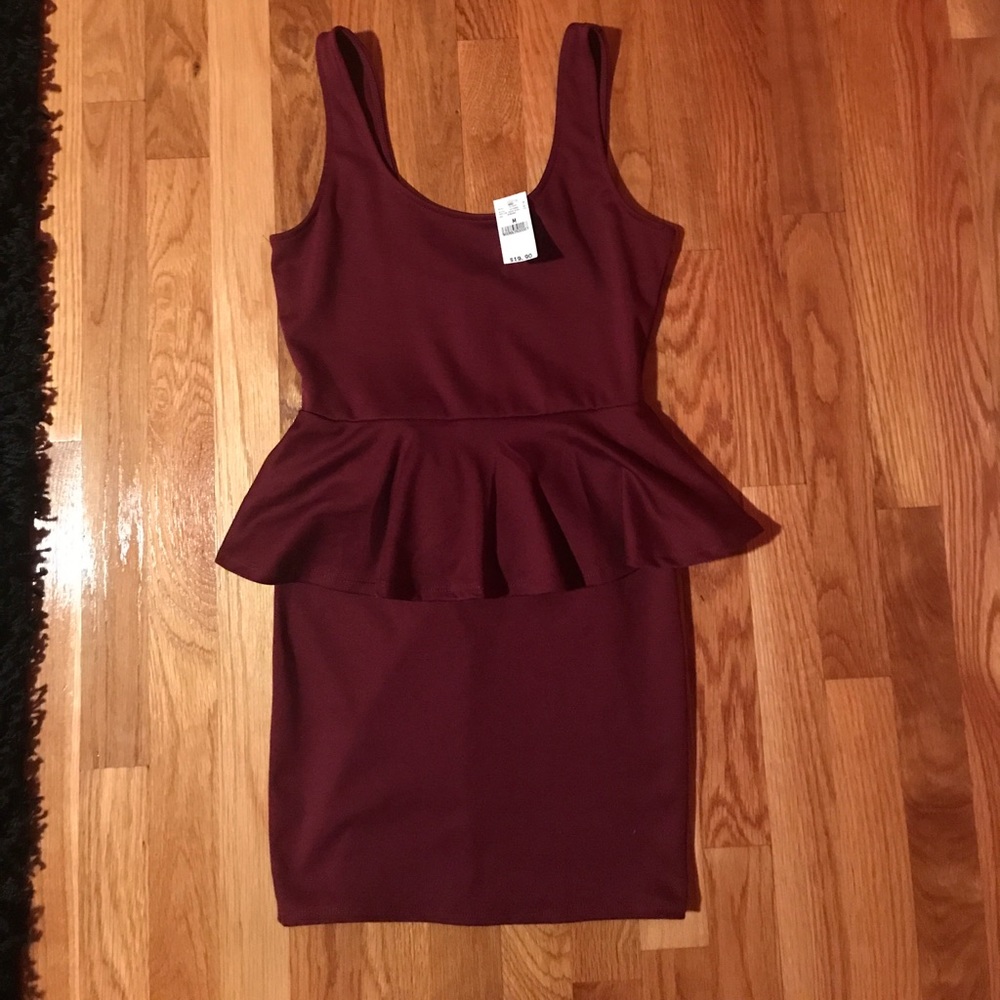 NWT: maroon/ burgundy peplum dress